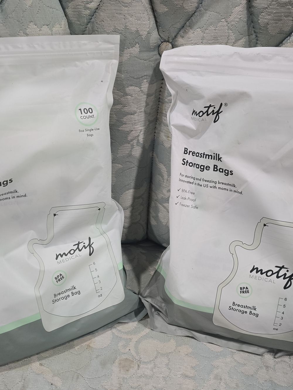 Motif Medical White Breastmilk Storage Bags - 100 Count Set Of 2 Sealed NIB